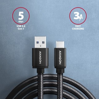 BUCM3-AM10AB Kabel USB-C - USB-A 3.2 Gen 1, 1m, 3A, ALU, oplot, Czarny AXAGON