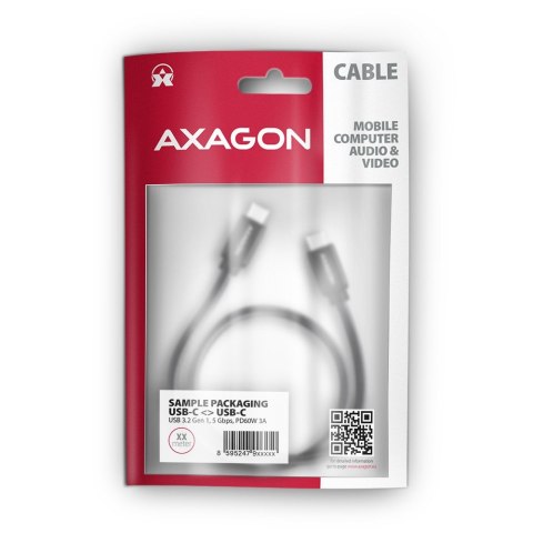 BUCM3-CM15AB Kabel USB-C - USB-C, 1.5m, PD 60W, 3A, ALU, oplot czarny AXAGON