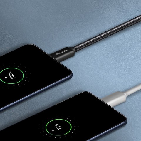 BUMM-AM15AB Kabel MicroUSB - USB-A, 1.5m, USB 2.0, 2.4A, ALU, oplot, Czarny AXAGON