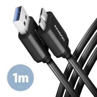 BUMM3-AM10AB Kabel Micro-B USB USB-A 3.2 Gen 1, 1m, 3A, ALU, PVC Czarny AXAGON