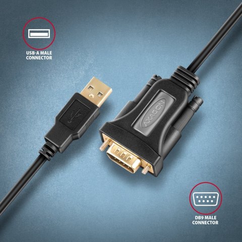 ADS-1PQN Adapter USB 2.0 > RS-232 Port szeregowy, 1,5m kabel, chip FTDI AXAGON