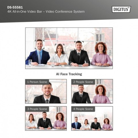 System wideokonferencji 4K ePTZ szeroki kąt 90° Sensor 3.0'' 8MP Hi-Fi, 2 mikrofony, pilot Digitus