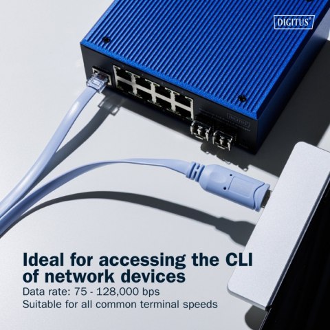 Kabel adapter do konsoli USB-A 2.0 męski do RJ45 | Chipset FTDI (FT232RNL) | jasnoniebieski | 1.8m