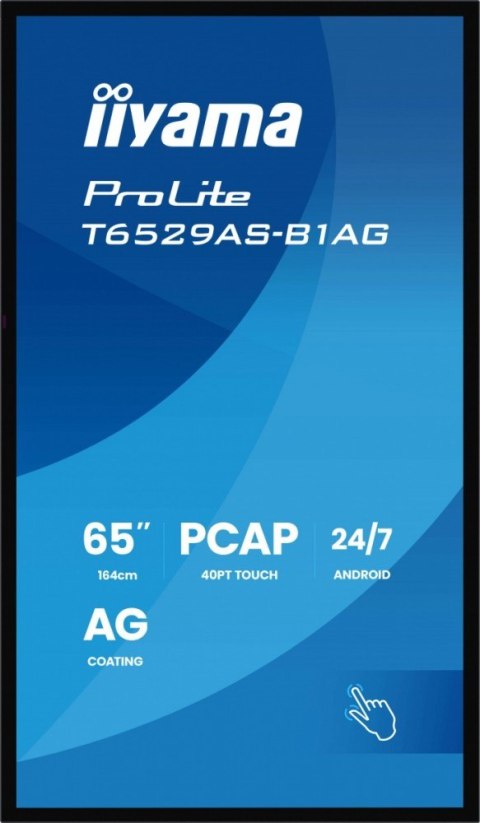 Monitor 65 cali T6529AS-B1AG VA,4K,HDMIx2,USB-C,RJ45,2x10W,WiFi, Android 14, Signal FailOver, Whiteboard, iiSignage2 (CMS), 