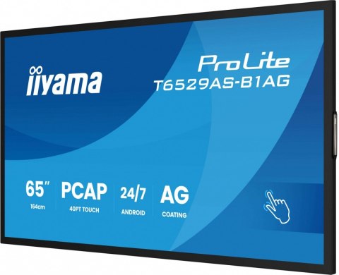 Monitor 65 cali T6529AS-B1AG VA,4K,HDMIx2,USB-C,RJ45,2x10W,WiFi, Android 14, Signal FailOver, Whiteboard, iiSignage2 (CMS), 
