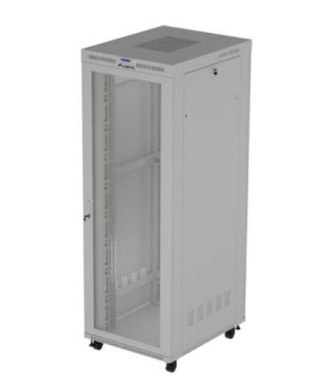 Szafa instalacyjna rack stojąca 19 cali 47U 800x1000 szara drzwi perforowane LCD (flat pack) V2