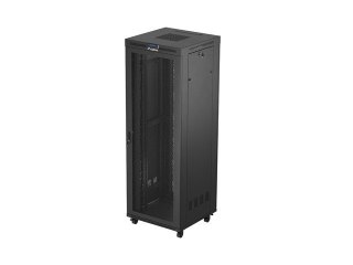 Szafa instalacyjna rack stojąca 19 cali 47U 800x800 drzwi perforowane LCD czarna (Flat pack)