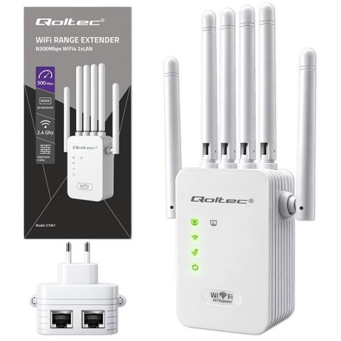 Wzmacniacz sygnału WiFi | Repeater | Access Point | 300Mb/s | 6 anten | 2xRJ45