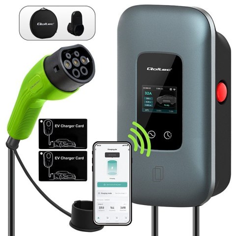 Stacja ładowania do samochodu elektrycznego i hybryd | 3fazy | 22kW | 32A | Wi-Fi | LCD | RFID | TUYA | 5m
