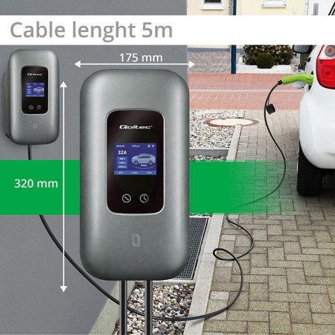 Stacja ładowania do samochodu elektrycznego i hybryd | 3fazy | 22kW | 32A | Wi-Fi | LCD | RFID | TUYA | 5m