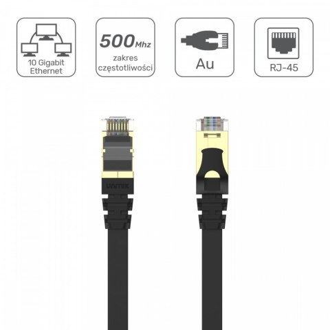 Patchcord CAT.7 SSTP (8P8C) RJ45; 3m; płaski; C1897BK-3M