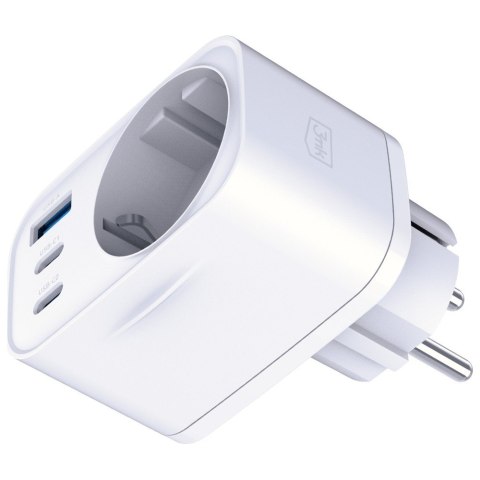 Adapter sieciowy Hyper Charger 30W 1xUSB-A 2xUSB-C 1x Schuko PD QC 3.0 białt