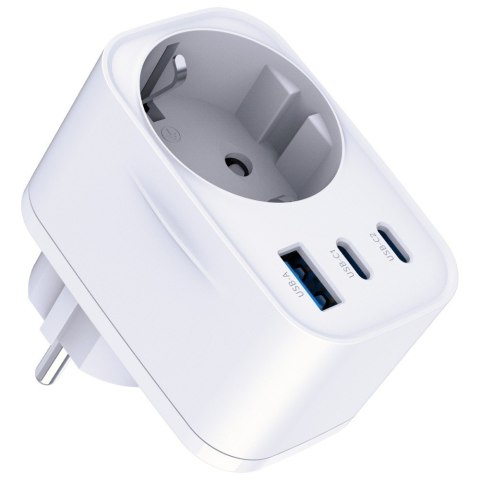Adapter sieciowy Hyper Charger 30W 1xUSB-A 2xUSB-C 1x Schuko PD QC 3.0 białt