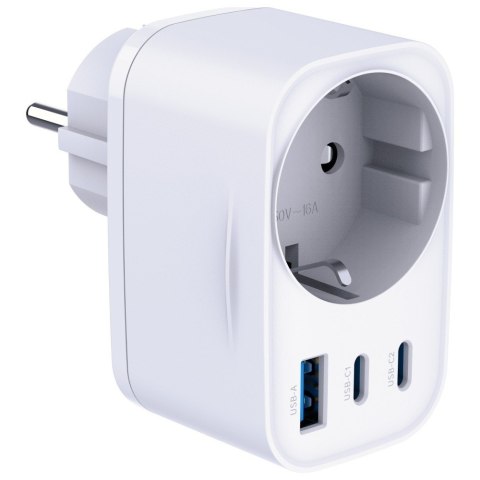 Adapter sieciowy Hyper Charger 30W 1xUSB-A 2xUSB-C 1x Schuko PD QC 3.0 białt