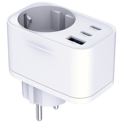 Adapter sieciowy Hyper Charger 30W 1xUSB-A 2xUSB-C 1x Schuko PD QC 3.0 białt