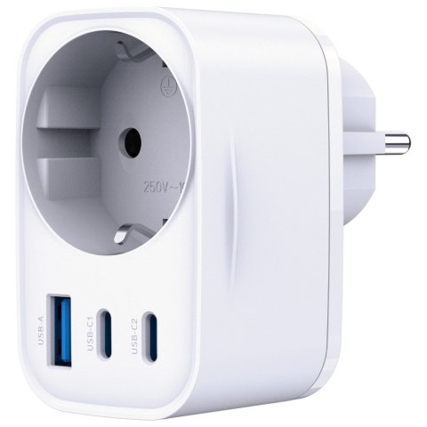 Adapter sieciowy Hyper Charger 30W 1xUSB-A 2xUSB-C 1x Schuko PD QC 3.0 białt