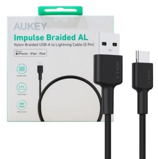 CB-CD30 kabel USB-C - USB-A 0,9m 60W PD 3A 20V nylonowy oplot czarny AUKEY