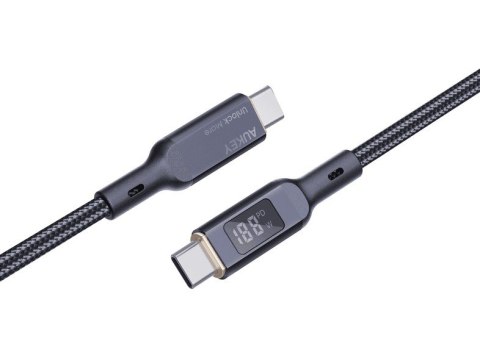 CB-MCC102 kabel USB-C - USB-C 1.8m 100W PD 5A 20V LED nylonowy oplot czarny AUKEY
