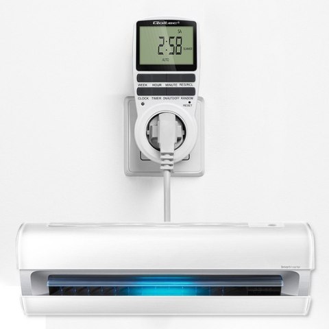 Elektroniczny programator czasowy PC0628 | 3680W | 16A | LCD Qoltec