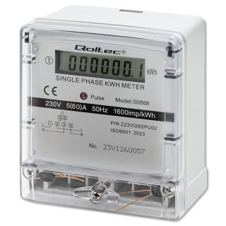 Jednofazowy elektroniczny licznik | miernik zużycia energii | 230V | LCD Qoltec