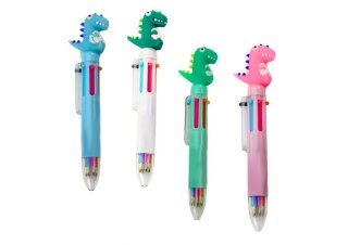 Wielokolorowy Długopis Dinozaur Automatyczny 6 Kolorów Mix LEAN TOYS