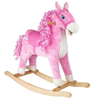 Koń Na Biegunach Dźwięki Rusza Pyskiem Ogonem Różowy 74 cm LEAN Toys