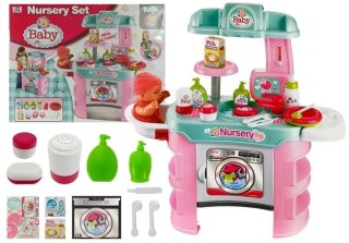 Zestaw Do Opieki Niemowlaka Stolik Akcesoria Pralka LEAN Toys
