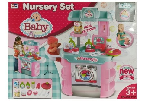 Zestaw Do Opieki Niemowlaka Stolik Akcesoria Pralka LEAN Toys