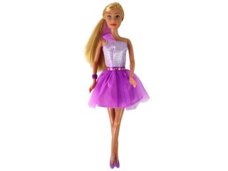 Lalka Lucy Sukienka Fioletowa Brokat Zestaw Buty LEAN Toys