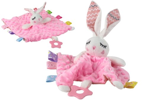 Króliczek Pluszowa Przytulanka Kocyk Wypustki Gryzak Grzechotka LEAN Toys