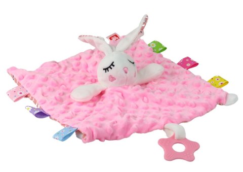 Króliczek Pluszowa Przytulanka Kocyk Wypustki Gryzak Grzechotka LEAN Toys