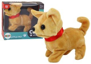 Piesek Pluszowy Interaktywny Zwierzątko Chodzi Szczeka Beżowy LEAN Toys