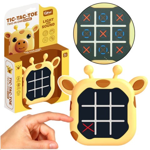 Gra Elektroniczna 3w1 Kółko i Krzyżyk Memory Żyrafa Żółta LEAN Toys