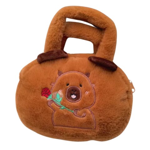 Torba Pluszowa Z Kapibarą Z Różą Brązowy 20cm LEAN Toys