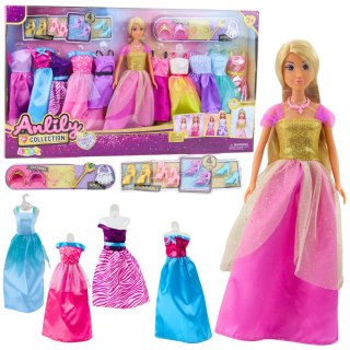 Duży Zestaw Modowy Kolekcja Anlily Lalka Sukienki Akcesoria 24el. LEAN Toys