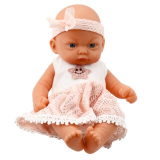 Lalka Bobas Różowa Sukienka Z Koronką i Gwiazdką Opaska LEAN Toys
