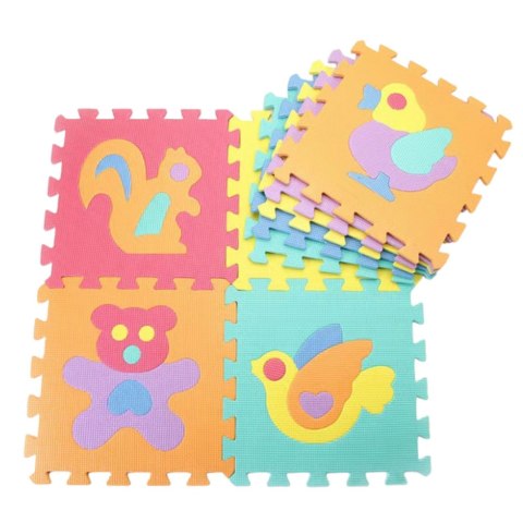 Miękkie Puzzle Mata Edukacyjna Zwierzęta Pianka EVA Kolorowe 9 el. LEAN Toys