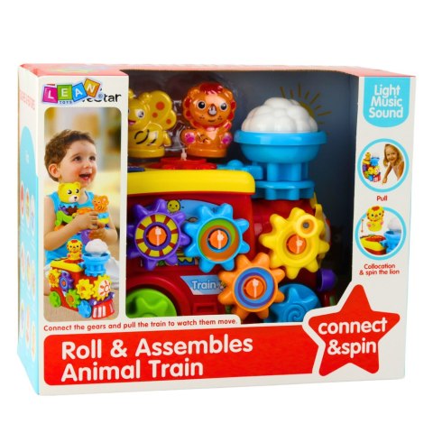 Muzyczna Lokomotywa Interaktywna Dla Malucha Koła Zębate Kolorowy LEAN Toys