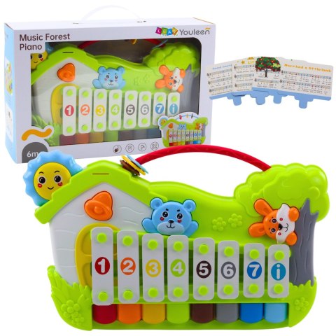 Muzyczne Pianinko Leśne Ksylofon Karty z Nutami 5szt LEAN Toys
