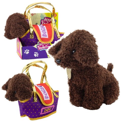 Piesek Pudel W Torbie Na Rzep Maskotka Przytulanka Ciemnobrązowy LEAN Toys