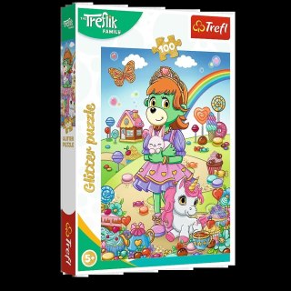 Puzzle - 100 - Rodzina Treflików - Brokatowe Trefliki - Trefl 14833 Trefl Puzzle