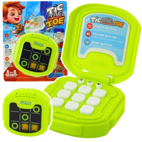 Gra Elektroniczna Kółko i Krzyżyk Tic Tac Toe 9 Trybów Zielona LEAN TOYS