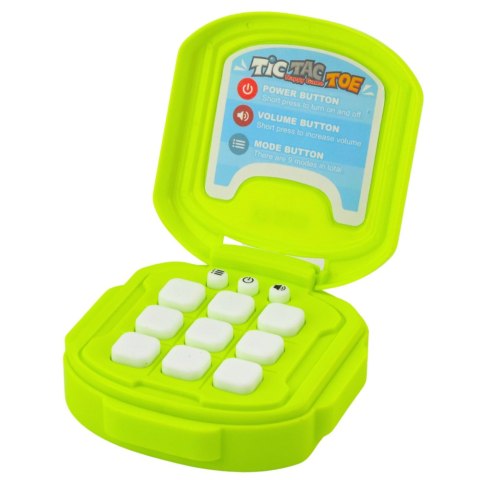 Gra Elektroniczna Kółko i Krzyżyk Tic Tac Toe 9 Trybów Zielona LEAN TOYS