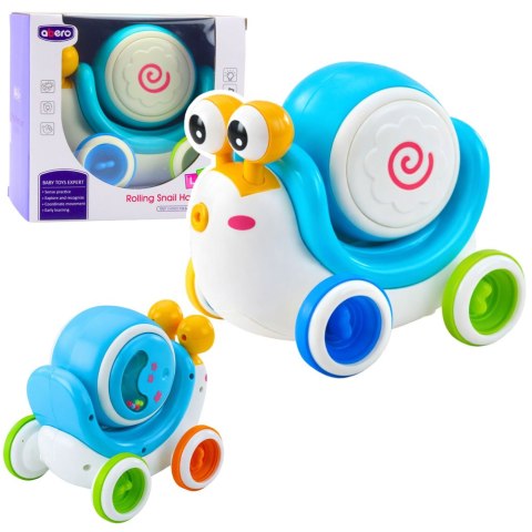 Interaktywny Ślimak Jeżdżący Bębenek Muzyczny Edukacyjny Niebieski LEAN Toys