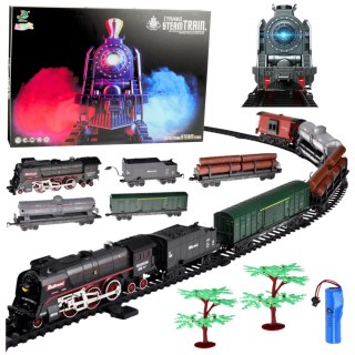 Pociąg Parowy Kolejka 620B Światła Dźwięki Dym 151 cm Torów LEAN Toys