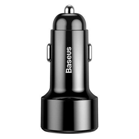 Ładowarka samochodowa z wyświetlaczem USB-A USB-C 45 W - czarna BASEUS