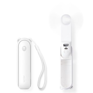 Mini wentylator wiatrak przenośny z funkcją powerbanka i latarką składany 4500mAh USB-C - biały Jisulife