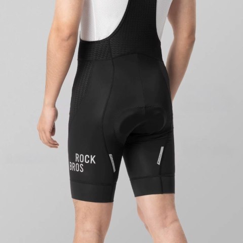 Spodenki rowerowe męskie krótkie z szelkami i wkładką Rozmiar M - czarne ROCKBROS