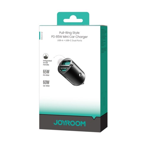 Ładowarka samochodowa USB-A USB-C 65W - czarna JOYROOM
