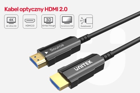 Kabel Optyczny HDMI 2.0 25m AOC 4K60Hz C11072BK-25M Unitek